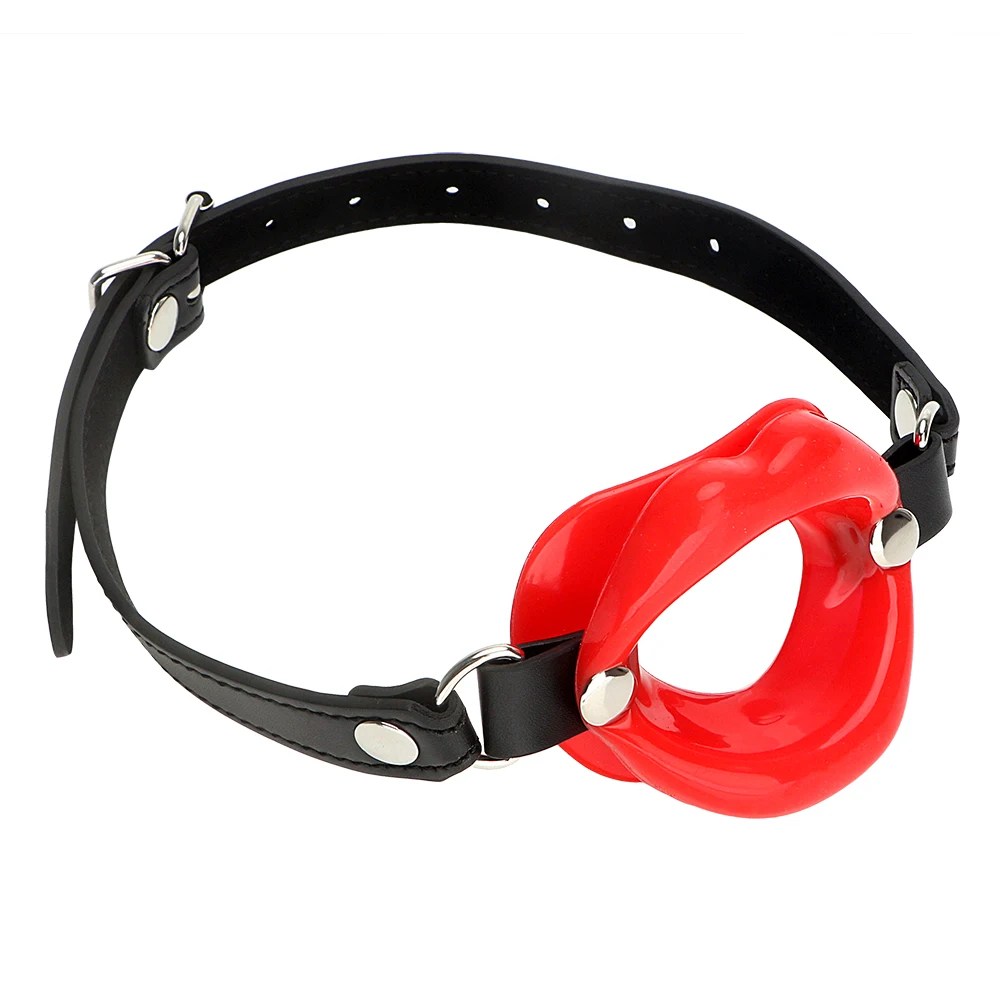 IKOKY Sex Toys for Couples SM Bondage Open Mouth Gag O Ring Oral Fixation Rubber Lips Adult Product Fetish Restraints Leather