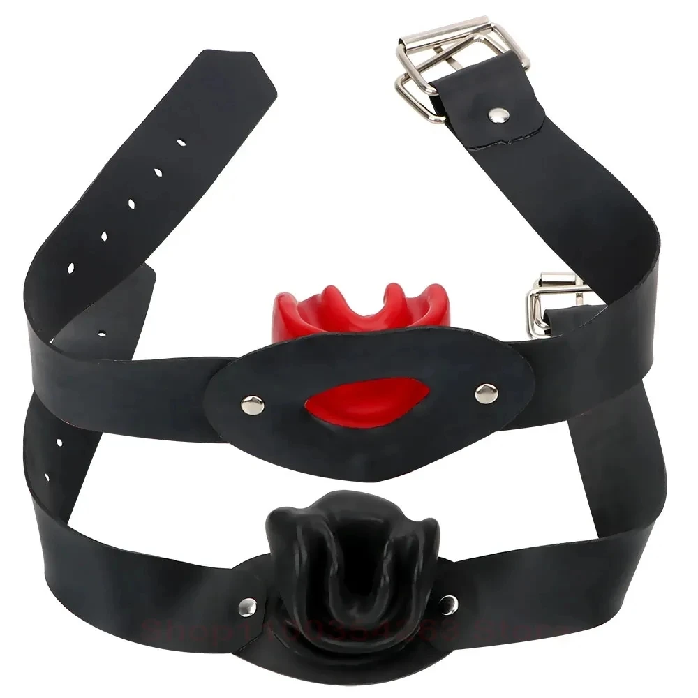 Bondage Deep Throat Mouth Plug Leather Adjusting Mouth Ball Simulation Dildo Bdsm Mouth Gag Sex Toys Flirt Sex Tools For Female