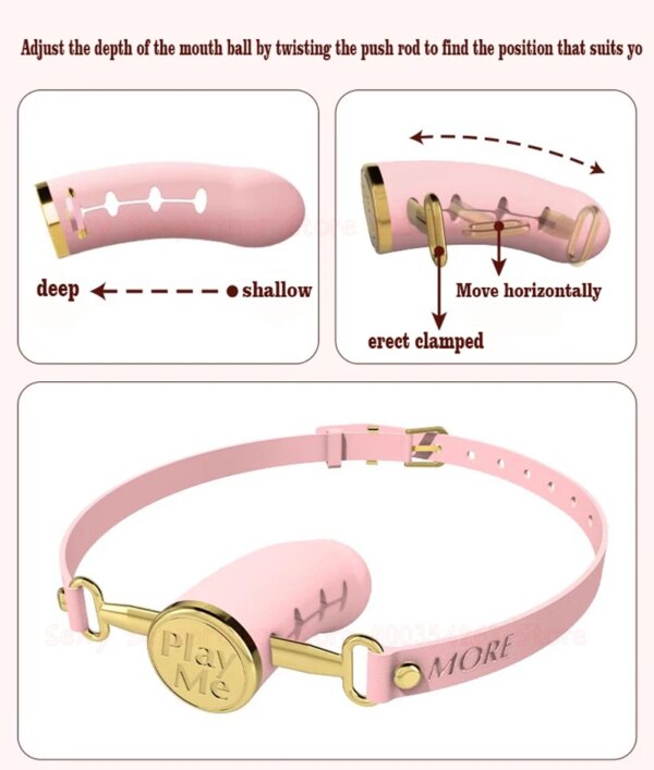 Bondage Deep Throat Mouth Plug Leather Adjusting Mouth Ball Simulation Dildo Bdsm Mouth Gag Sex Toys Flirt Sex Tools For Female