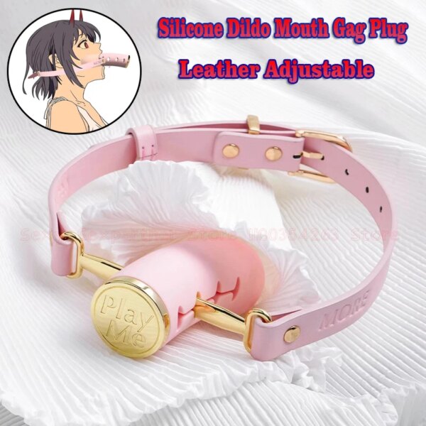 Bondage Deep Throat Mouth Plug Leather Adjusting Mouth Ball Simulation Dildo Bdsm Mouth Gag Sex Toys Flirt Sex Tools For Female
