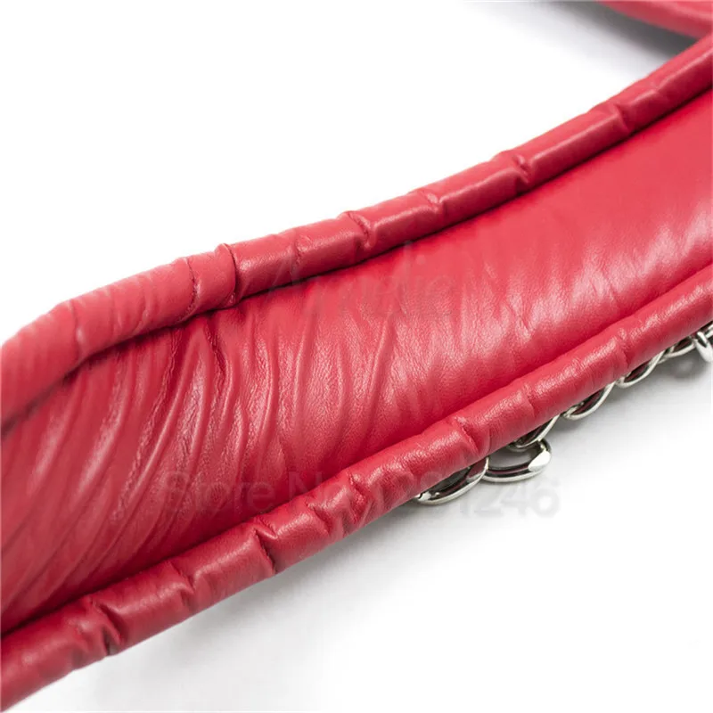 BDSM Leather Dog Collar Slave Bondage Belt With Chains Can Lockable, Fetish Erotic Sex Products Adult Toys For Woman Men Couples