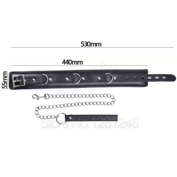 BDSM Leather Dog Collar Slave Bondage Belt With Chains Can Lockable, Fetish Erotic Sex Products Adult Toys For Woman Men Couples