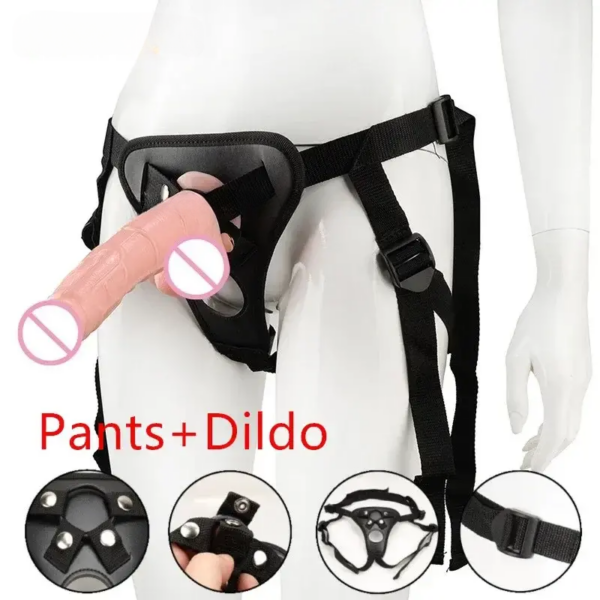 Sexy Leather Panties Bondage Strapon Chastity Pants With Penis Dildo Set Body Harness Couples Flirting Sex Toys for Women Men 18