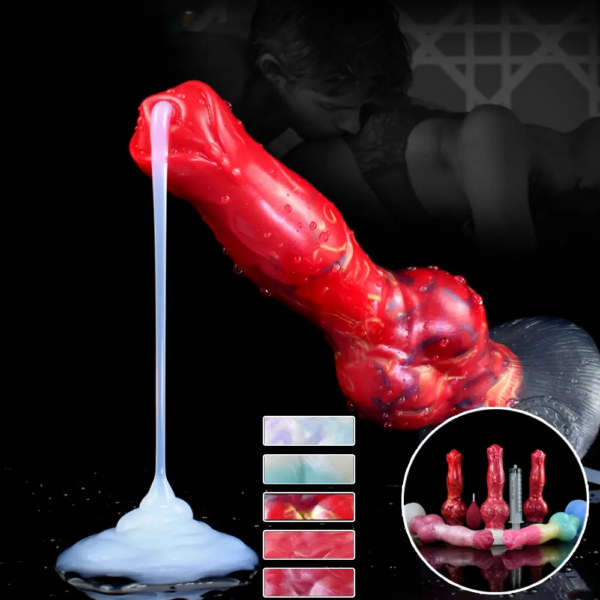 Dog Knot Ejaculation Fantasy Dildo with Strong Sucker Squriting Animal Penis Anus Butt Plug Sex Product Adult Fisting Game