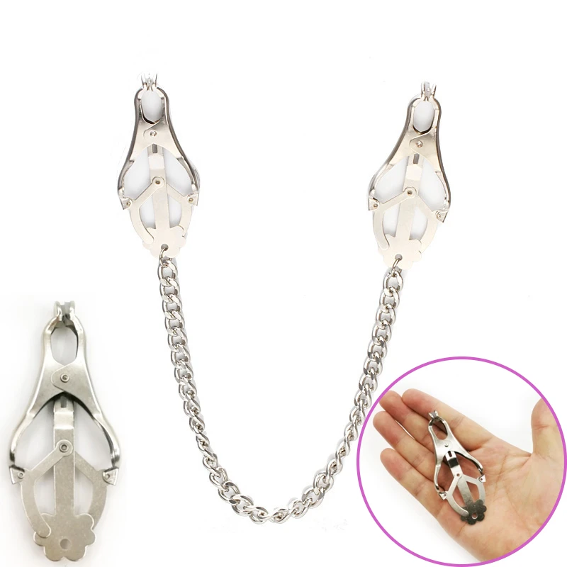 Metal Nipple Clamps Clips with Chain Clitoris Stimulator Steel Nipple Breast Clamps Slave Bondage Flirting Women Sex Toy Metal Nipple Clamps Clips with Chain Clitoris Stimulator Steel Nipple Breast Clamps Slave Bondage Flirting Women Sex Toy