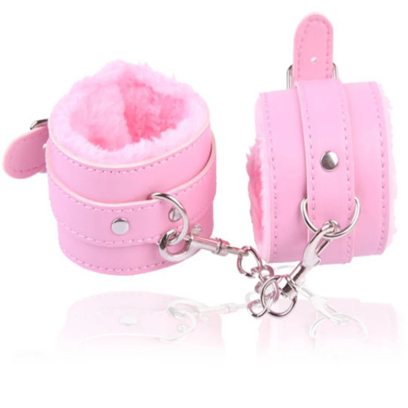 1 Pair Sexy Hand Wrap PU Leather Plush Handcuff Ankle Cuff Bracelet Bondage Lingerie Cosplay Accessories Couples Games Sex toys