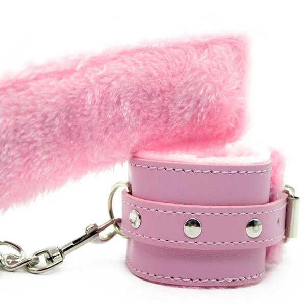 1 Pair Sexy Hand Wrap PU Leather Plush Handcuff Ankle Cuff Bracelet Bondage Lingerie Cosplay Accessories Couples Games Sex toys