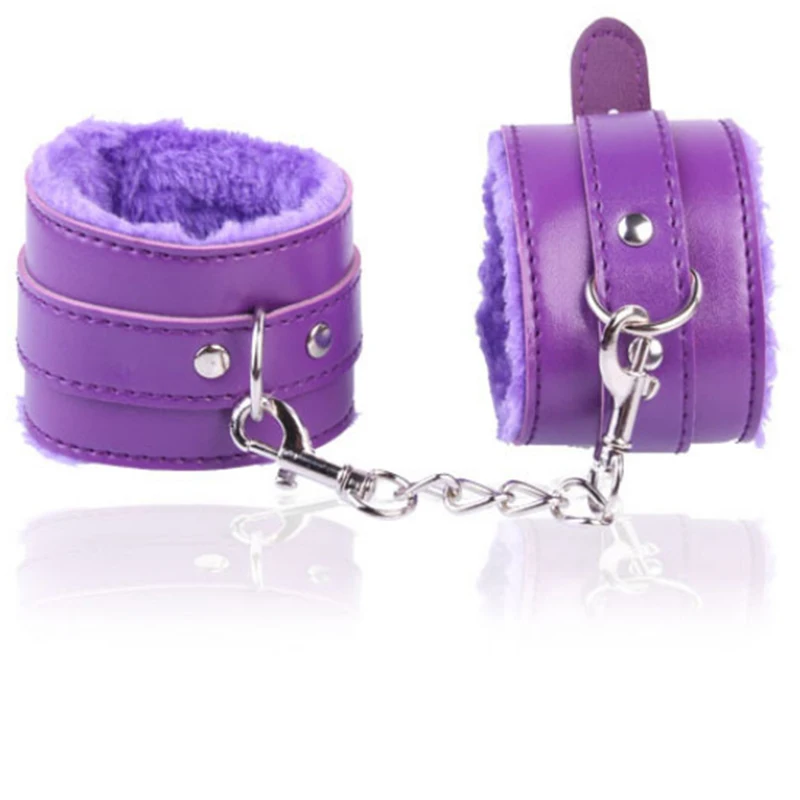 1 Pair Sexy Hand Wrap PU Leather Plush Handcuff Ankle Cuff Bracelet Bondage Lingerie Cosplay Accessories Couples Games Sex toys