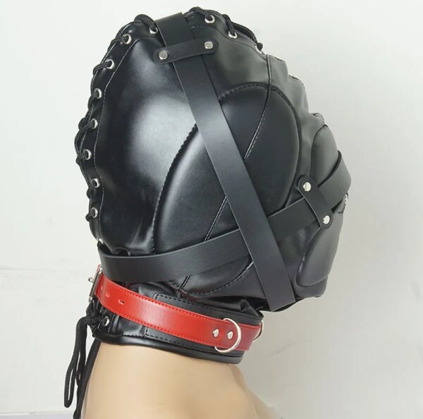 Bondage Full Hood Mask,BDSM Sex Toys For Couples, Slave Leather Harness Padded Gimp, Dildo/Ring/Ball Gag Blindfold