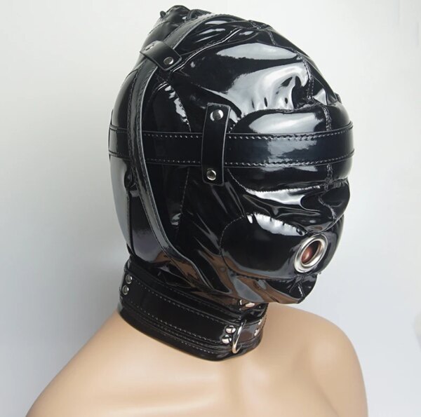 Bondage Full Hood Mask,BDSM Sex Toys For Couples, Slave Leather Harness Padded Gimp, Dildo/Ring/Ball Gag Blindfold