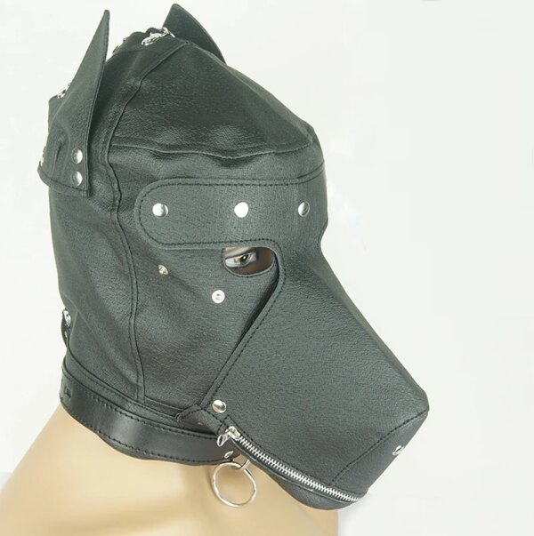 Bondage Full Hood Mask,BDSM Sex Toys For Couples, Slave Leather Harness Padded Gimp, Dildo/Ring/Ball Gag Blindfold