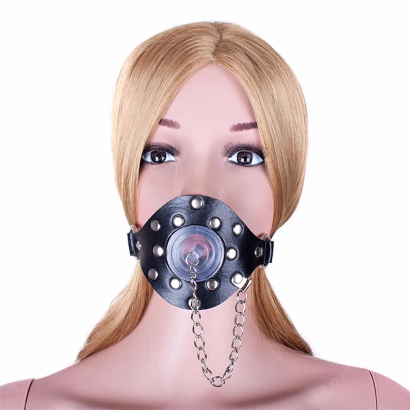 A Font with Cover Open Mouth Gag Restraints Flirting Bondage Slave Fetish Adult Game Erotic BDSM Sex Toy for Couples Extreme Sex
