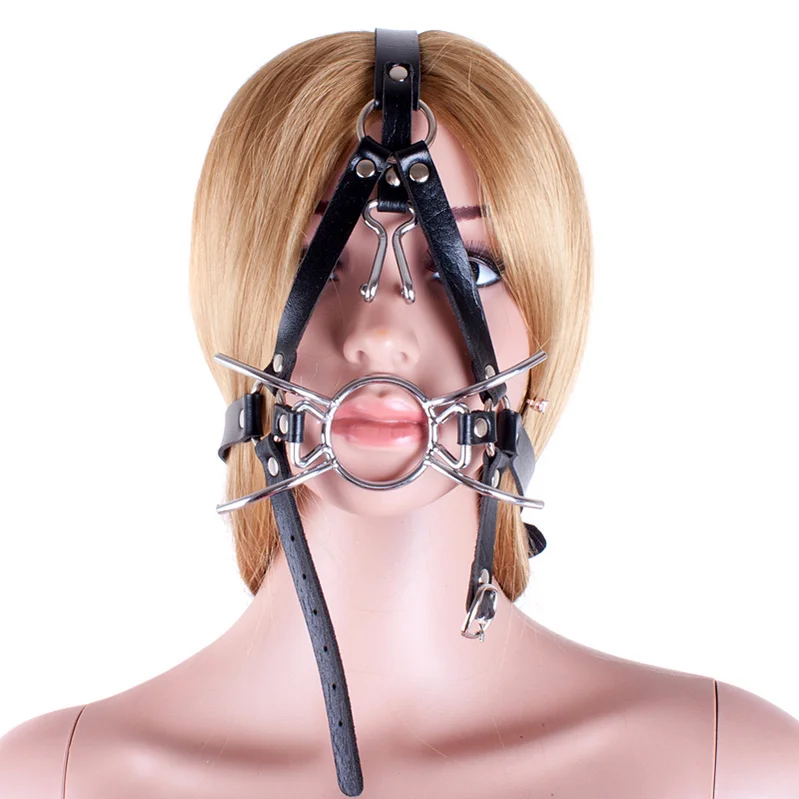 A Font with Cover Open Mouth Gag Restraints Flirting Bondage Slave Fetish Adult Game Erotic BDSM Sex Toy for Couples Extreme Sex