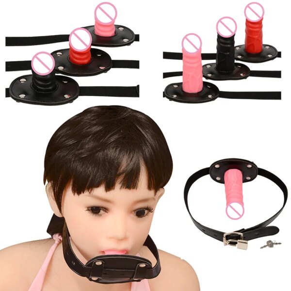 Adult Game Erotic Toys Strap On Penis Open Mouth Oral Dildo Gag Fetish Bdsm Bondage Restraints Play Slave Sex Toys For Couples