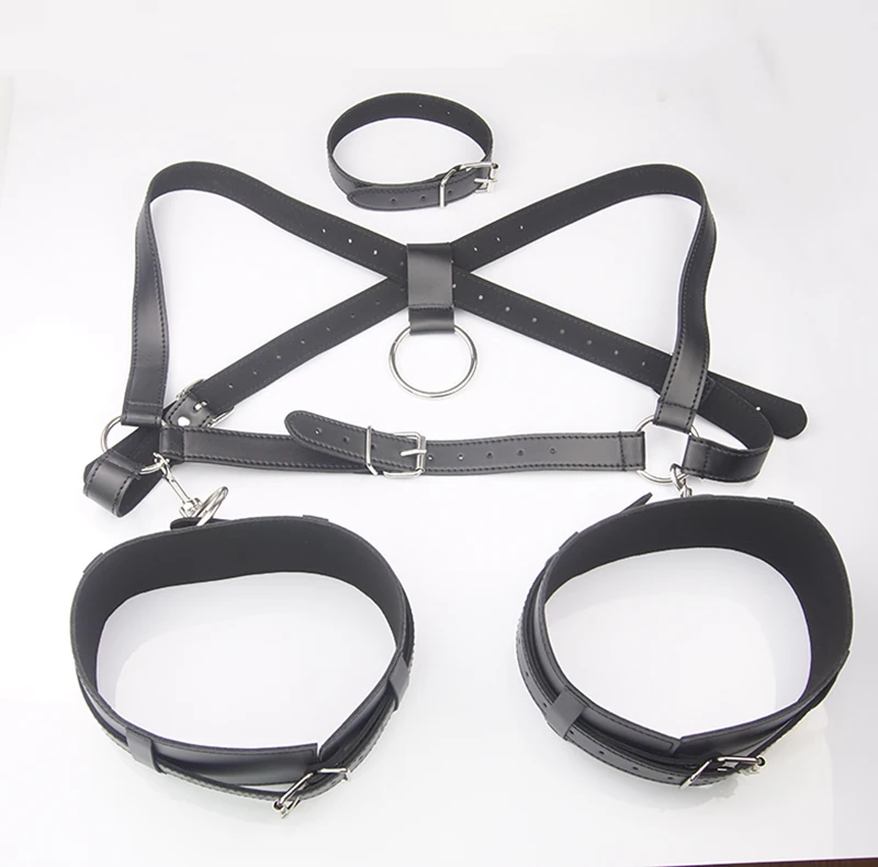 BDSM Thigh Sling Spreader,Leg Open Restraint Bondage Harness with Handcuffs,Sex Position Aid,Sexy Costumes