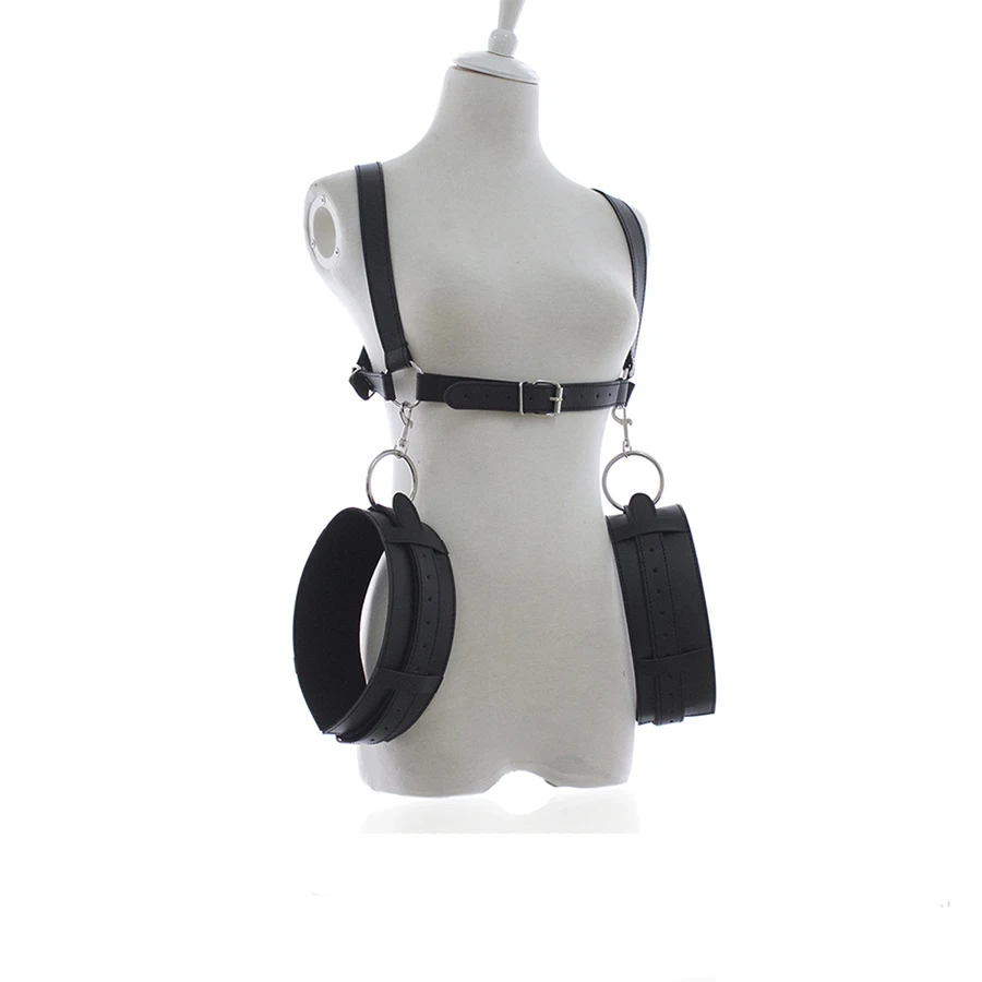 BDSM Thigh Sling Spreader,Leg Open Restraint Bondage Harness with Handcuffs,Sex Position Aid,Sexy Costumes