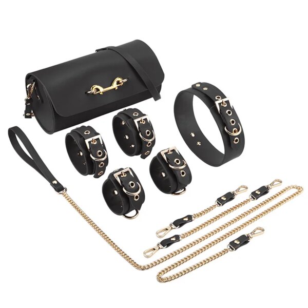 Sex Couple Genuine Leather Bdsm Bondage Set Restraints Collars Ankle Cuff Handcuffs Sex Toys For Women Adult Games