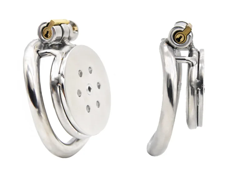 Male Chastity Device Flat Round Hole Metal Chastity Lock,Cock Cage,Urethra Catheter,Penis Ring,Bondage Belt Sex Toys For Men Gay