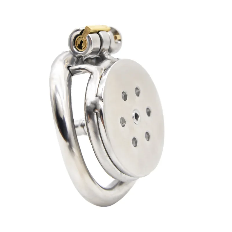 Male Chastity Device Flat Round Hole Metal Chastity Lock,Cock Cage,Urethra Catheter,Penis Ring,Bondage Belt Sex Toys For Men Gay