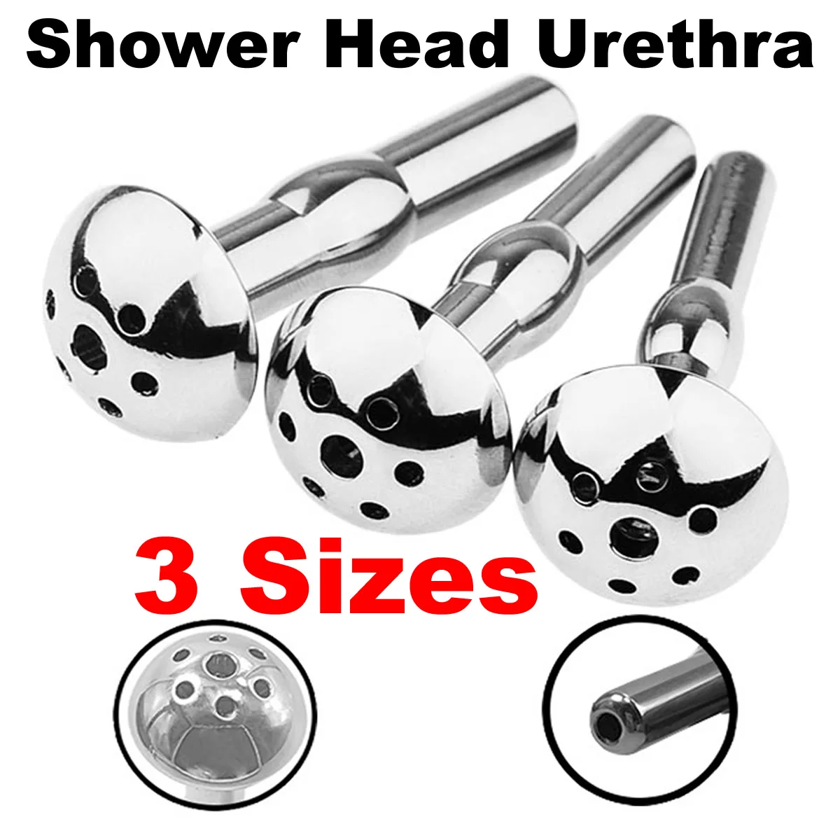 3 Size Shower Head Metal Urethral Catheter Male Urethral Dilator Hollow Penis Plug Stimulation Sounding Masturbator Sex Toys Men