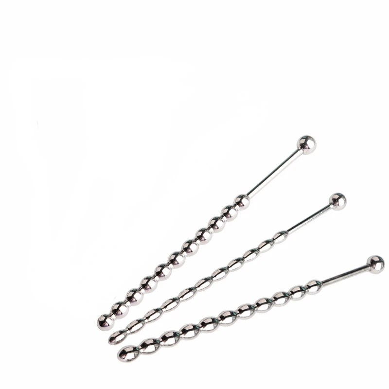 Gourd shape Metal Beads Penis Plug Stainless Steel Urethral Catheter Urethra Dilation Sounding Sex Toy Beaded Insert Rods