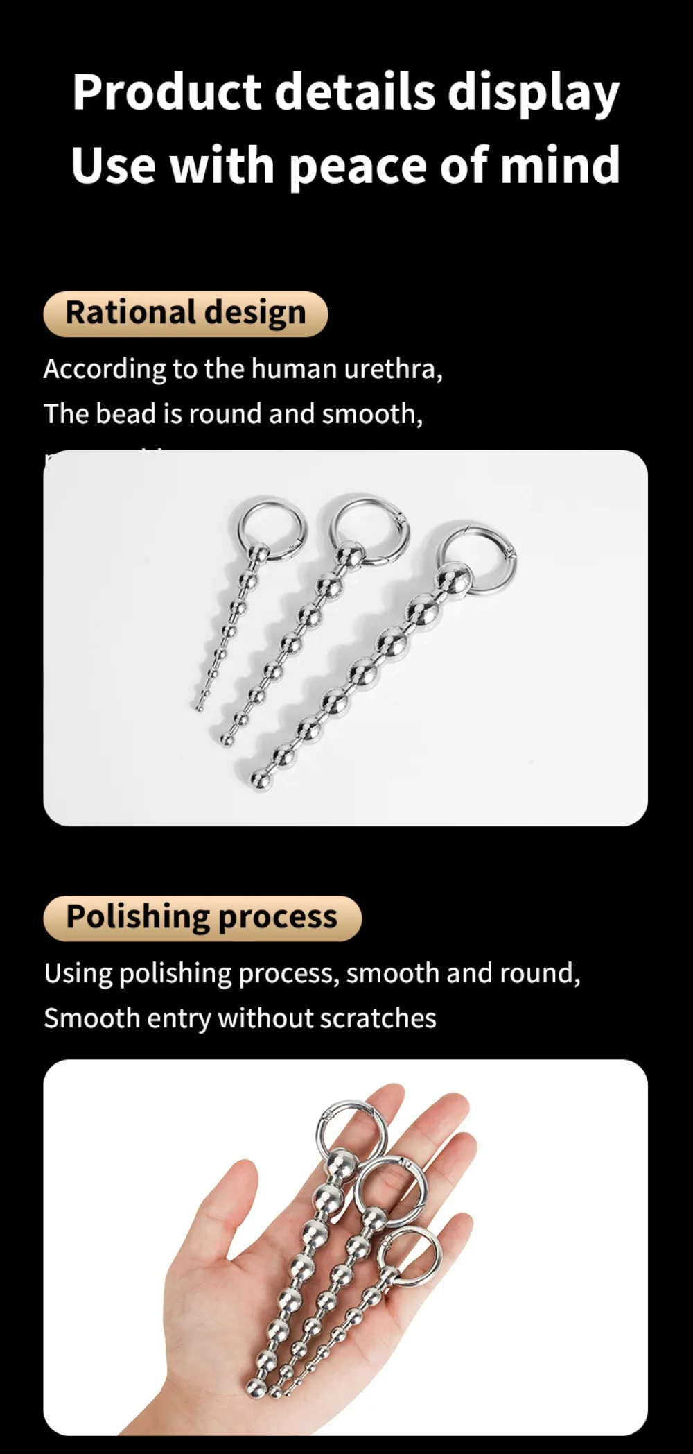 Stainless Steel Beads Penis Plug Dilator Gradient Size Urethral Catheter Stimulator Male Masturbation Adult Toys Metal Sounding