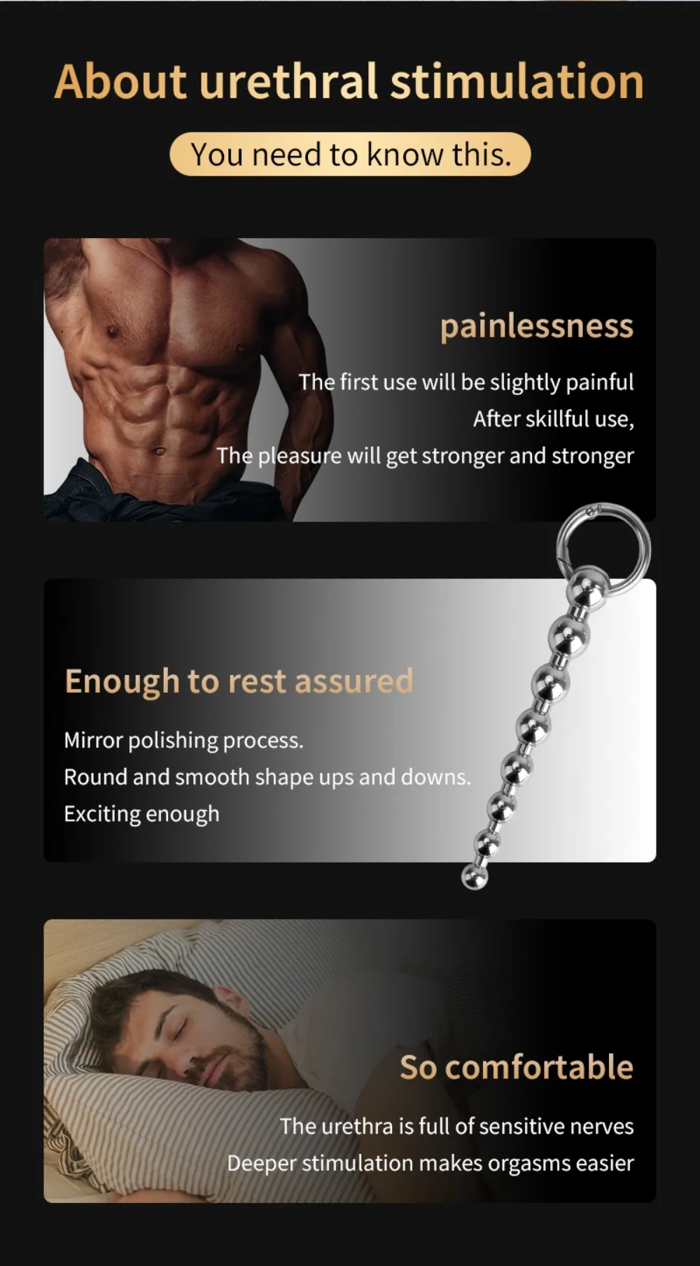 Stainless Steel Beads Penis Plug Dilator Gradient Size Urethral Catheter Stimulator Male Masturbation Adult Toys Metal Sounding