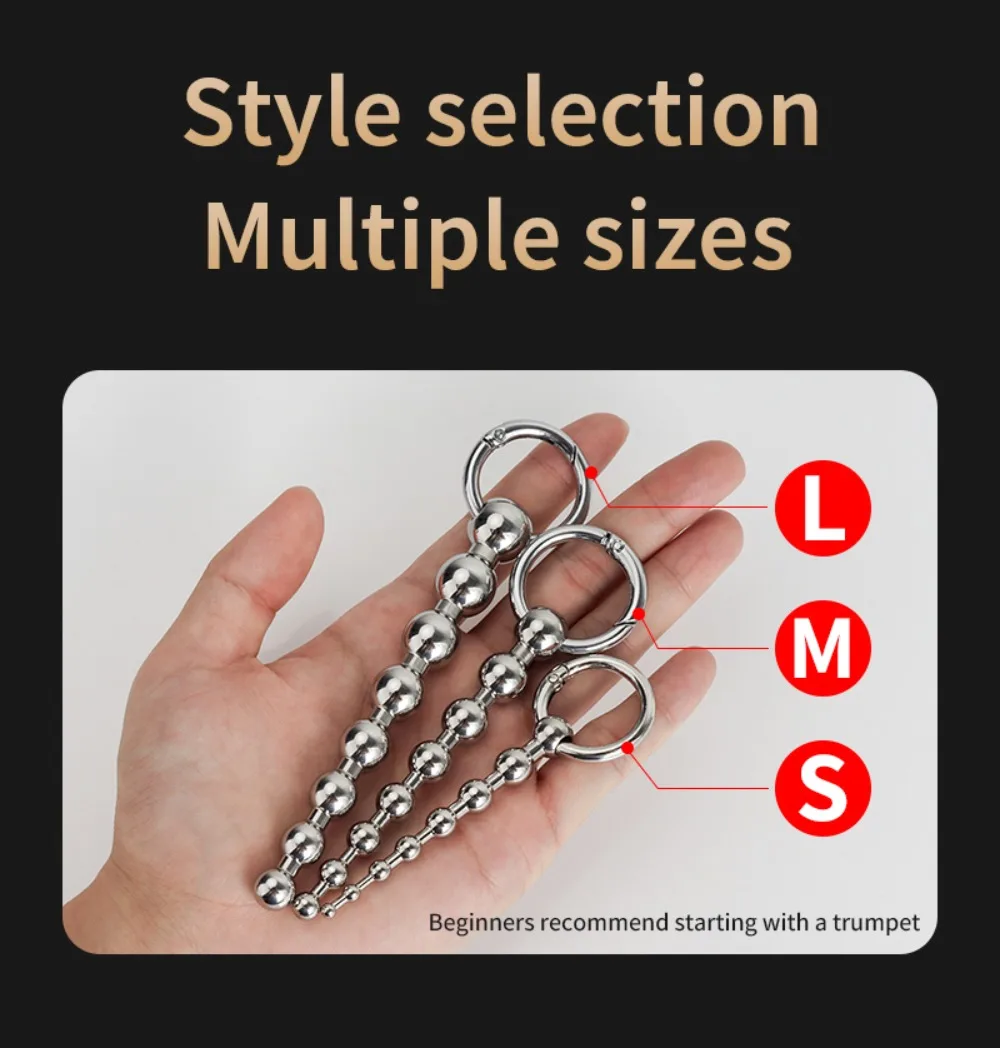 Stainless Steel Beads Penis Plug Dilator Gradient Size Urethral Catheter Stimulator Male Masturbation Adult Toys Metal Sounding