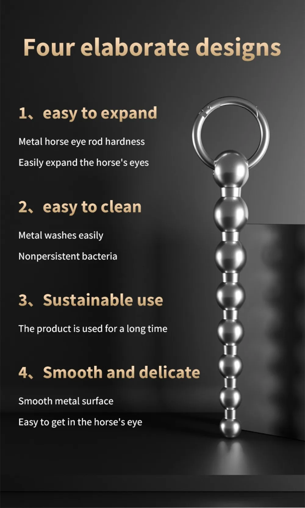 Stainless Steel Beads Penis Plug Dilator Gradient Size Urethral Catheter Stimulator Male Masturbation Adult Toys Metal Sounding