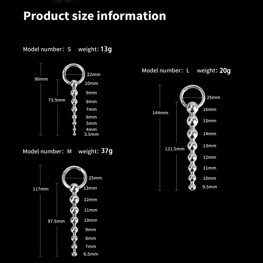 Stainless Steel Beads Penis Plug Dilator Gradient Size Urethral Catheter Stimulator Male Masturbation Adult Toys Metal Sounding