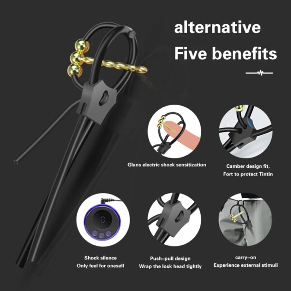 Electric Shock Penis Plug Male Horse Eye Stick Ball Urethral Rod Gay Masturbation Delayed Ejaculation Sex Toys for Man Extended