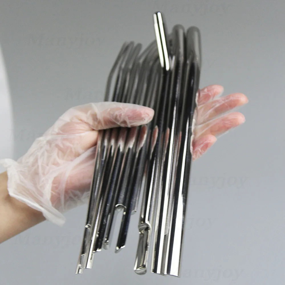 9 Size Arc Urethral Irritation Catheter Male Stainless Steel Penis Plug Dilator Sounding Stretching Rod Adult Erotic Sex Toy Men