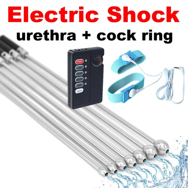 Electro Shock Male Urine Catheter Hollow Metal Penis Dilator Urethral Plug Cock Electric Prostate Massager BDSM Sex Toys for Men
