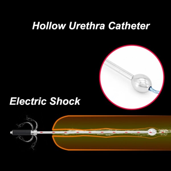 Electro Shock Male Urine Catheter Hollow Metal Penis Dilator Urethral Plug Cock Electric Prostate Massager BDSM Sex Toys for Men
