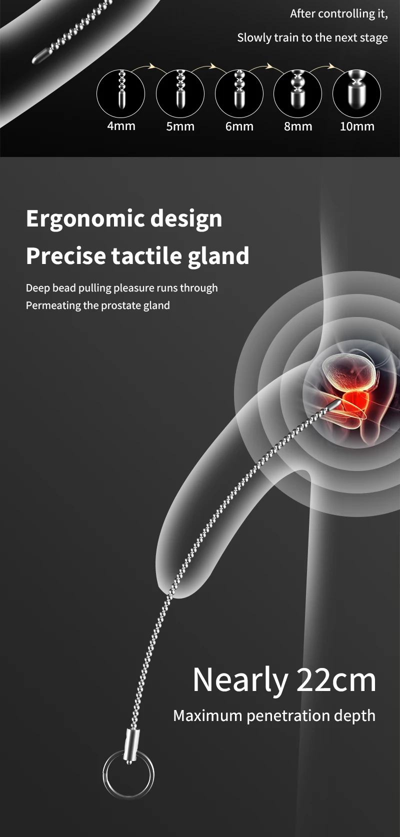 Stainless Steel Urethral Pull Beads Sounding Massager SM Insert Catheter Metal Penis Plug Male Adult Stimulator Sex Toys for Men
