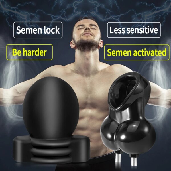 Electro Shock Glans Trainer Massage Cup,Testicle Electrostimulation Cock Penis Extender Scrotum Bind Sleeve,BDSM Sex Toy for Men