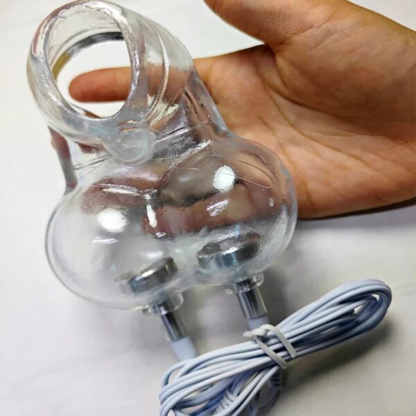 Electro Shock Glans Trainer Massage Cup,Testicle Electrostimulation Cock Penis Extender Scrotum Bind Sleeve,BDSM Sex Toy for Men