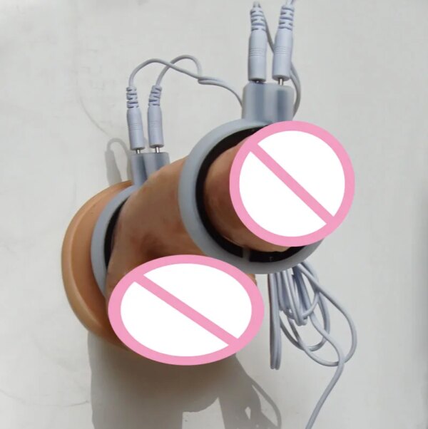 BDSM Electro Shock Penis Cock Ring,Electric Shocker E Stimulation Chastity Cage,E stim Estim E-stim  Sex Toys for Men,Electrosex