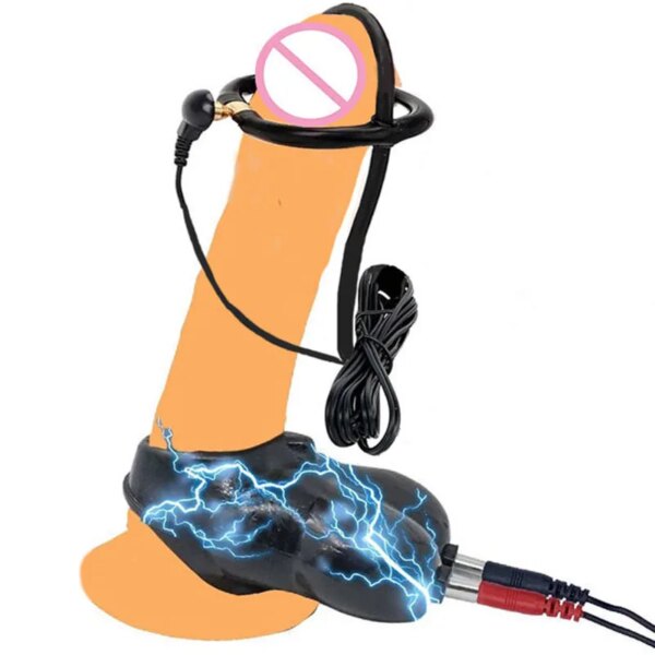 BDSM Electro Shock Penis Cock Ring,Electric Shocker E Stimulation Chastity Cage,E stim Estim E-stim  Sex Toys for Men,Electrosex