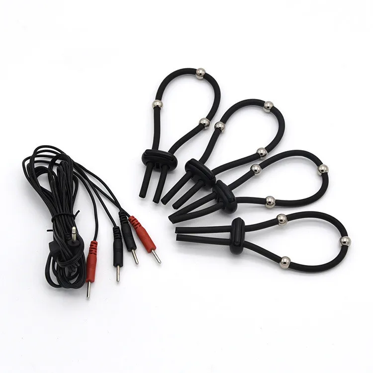 BDSM Male Electric Shock Cock Ring Electro Stimulation Breast Body Massage Pad Beads Estim Penis Enlargement Sex Medical Toys