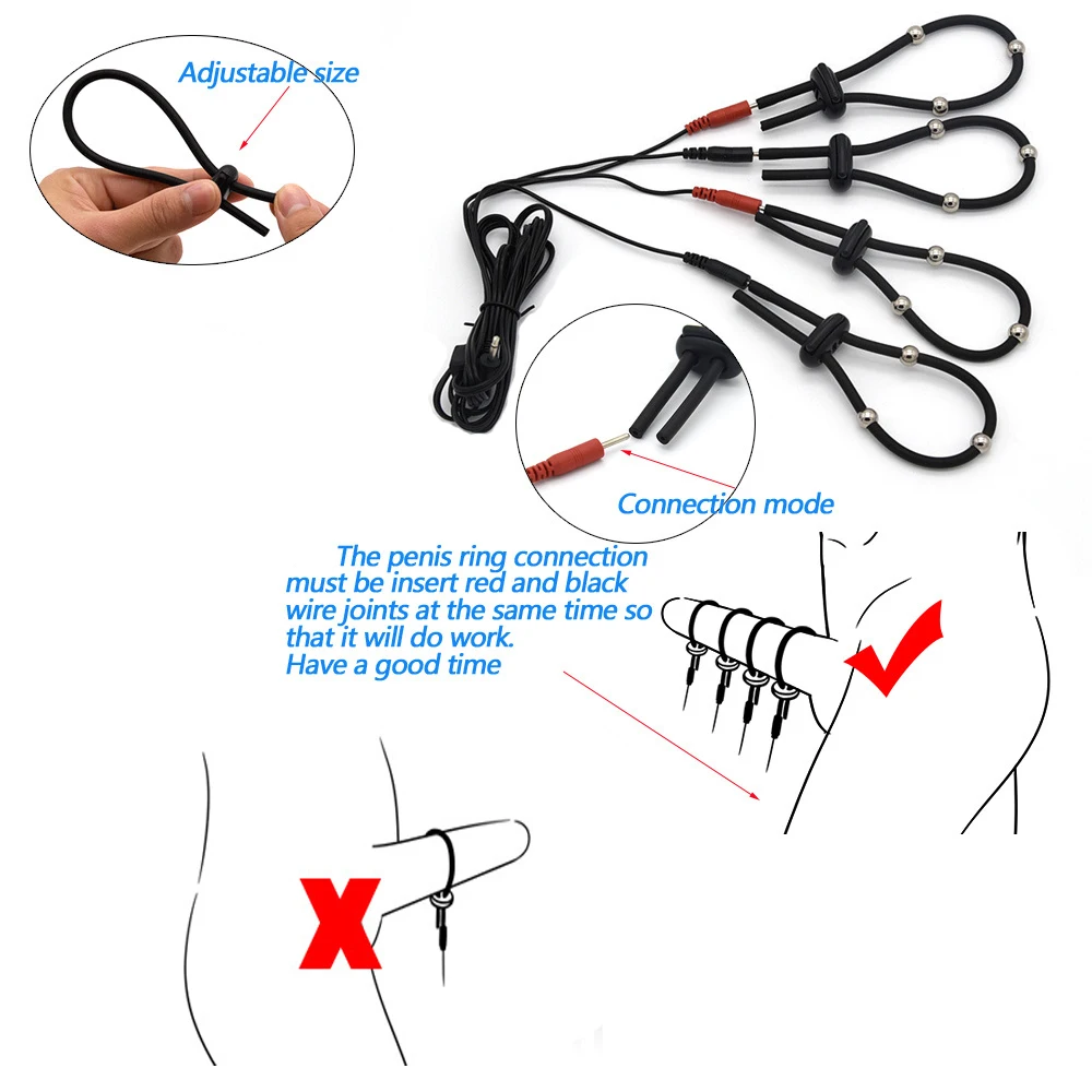 BDSM Male Electric Shock Cock Ring Electro Stimulation Breast Body Massage Pad Beads Estim Penis Enlargement Sex Medical Toys