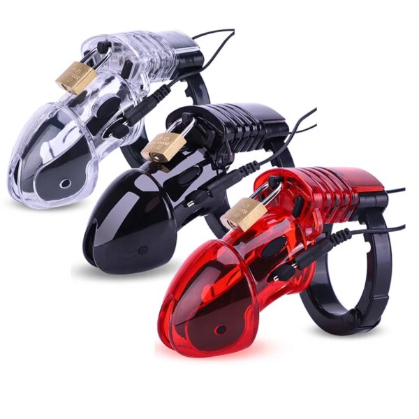 e stim Cock Ring Chastity Cage,Electro Sex Penis Rings,BDSM Electroshock Cockring,Masturbation Man Electric Sextoy,Adult Toys