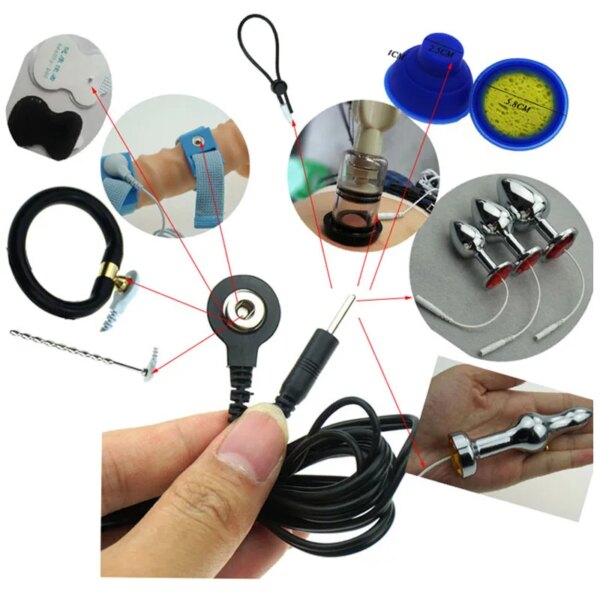 BDSM Electro Cable Connector,Estim Adapter for Electric Stimulation EMS Tens Stimulation, e stim Lead Wires Sex Toys