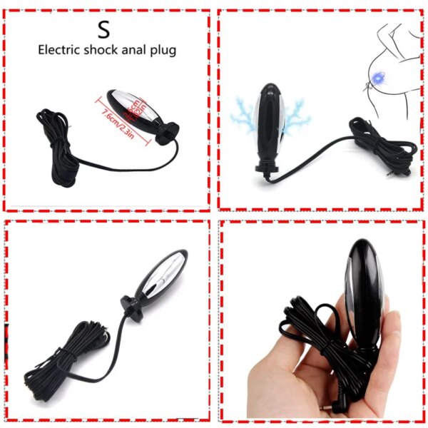 50 Style E-stim Electroshock Accessorry,SM Electro Anal Plug Nipple Clamp Cock Ring Penis Plug Sex Products,Estim Powerbox Toys