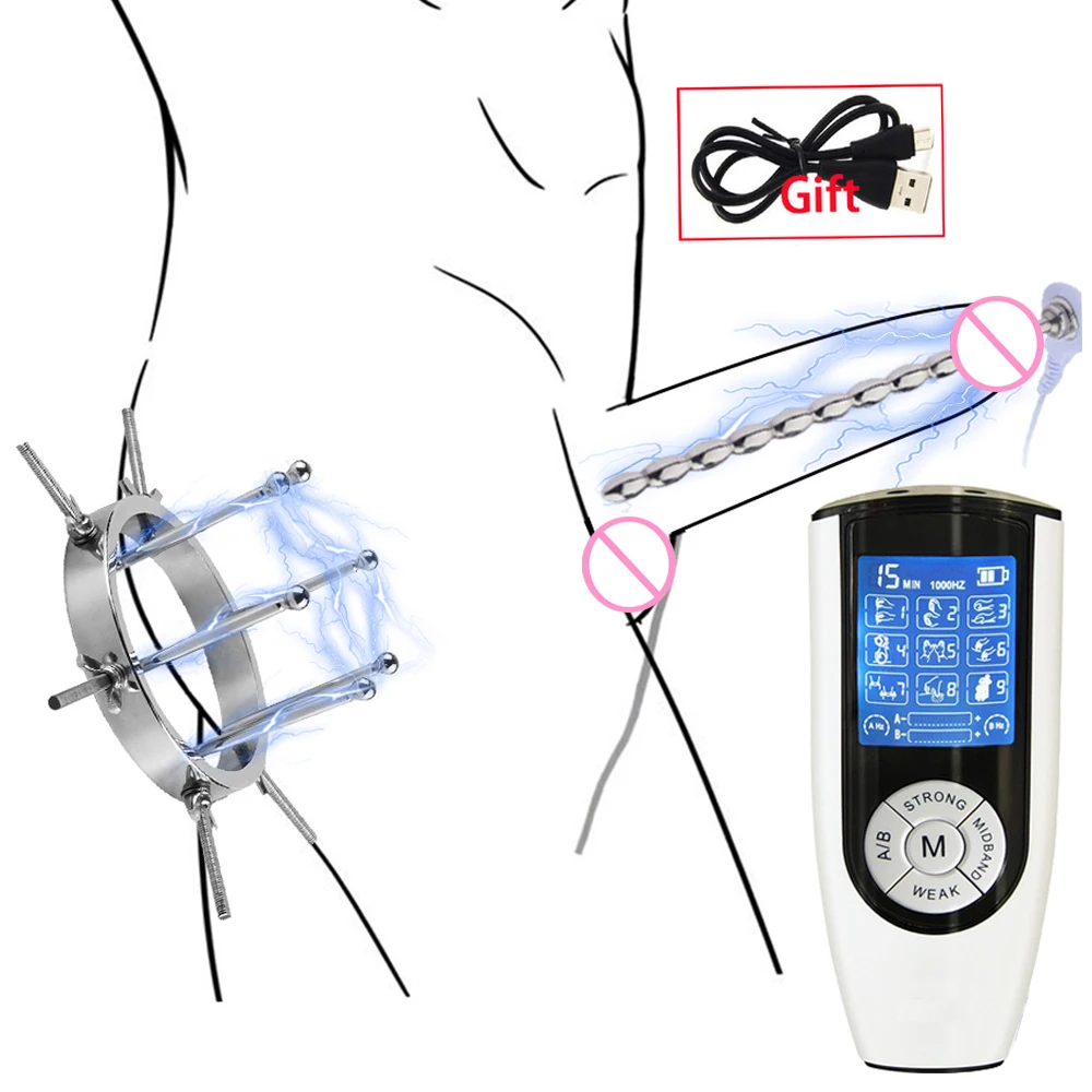 50 Style E-stim Electroshock Accessorry,SM Electro Anal Plug Nipple Clamp Cock Ring Penis Plug Sex Products,Estim Powerbox Toys