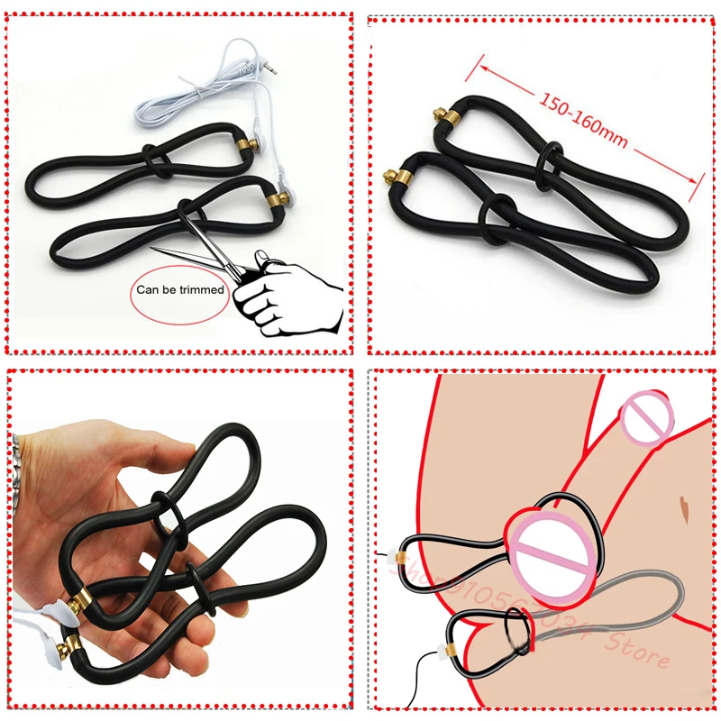 Varied Electro Bdsm Penis Ring Electrostimulator,E-stim Chastity Cage Cock Ring Glans Trainer,Men Electric Shock Sex Product Toy
