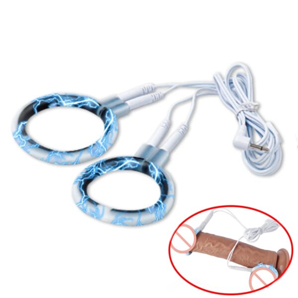 Varied Electro Bdsm Penis Ring Electrostimulator,E-stim Chastity Cage Cock Ring Glans Trainer,Men Electric Shock Sex Product Toy