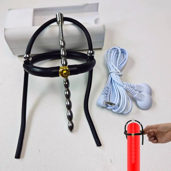 Varied Electro Bdsm Penis Ring Electrostimulator,E-stim Chastity Cage Cock Ring Glans Trainer,Men Electric Shock Sex Product Toy