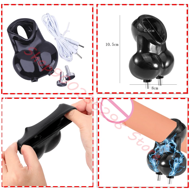 Varied Electro Bdsm Penis Ring Electrostimulator,E-stim Chastity Cage Cock Ring Glans Trainer,Men Electric Shock Sex Product Toy