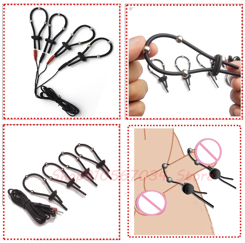 Varied Electro Bdsm Penis Ring Electrostimulator,E-stim Chastity Cage Cock Ring Glans Trainer,Men Electric Shock Sex Product Toy